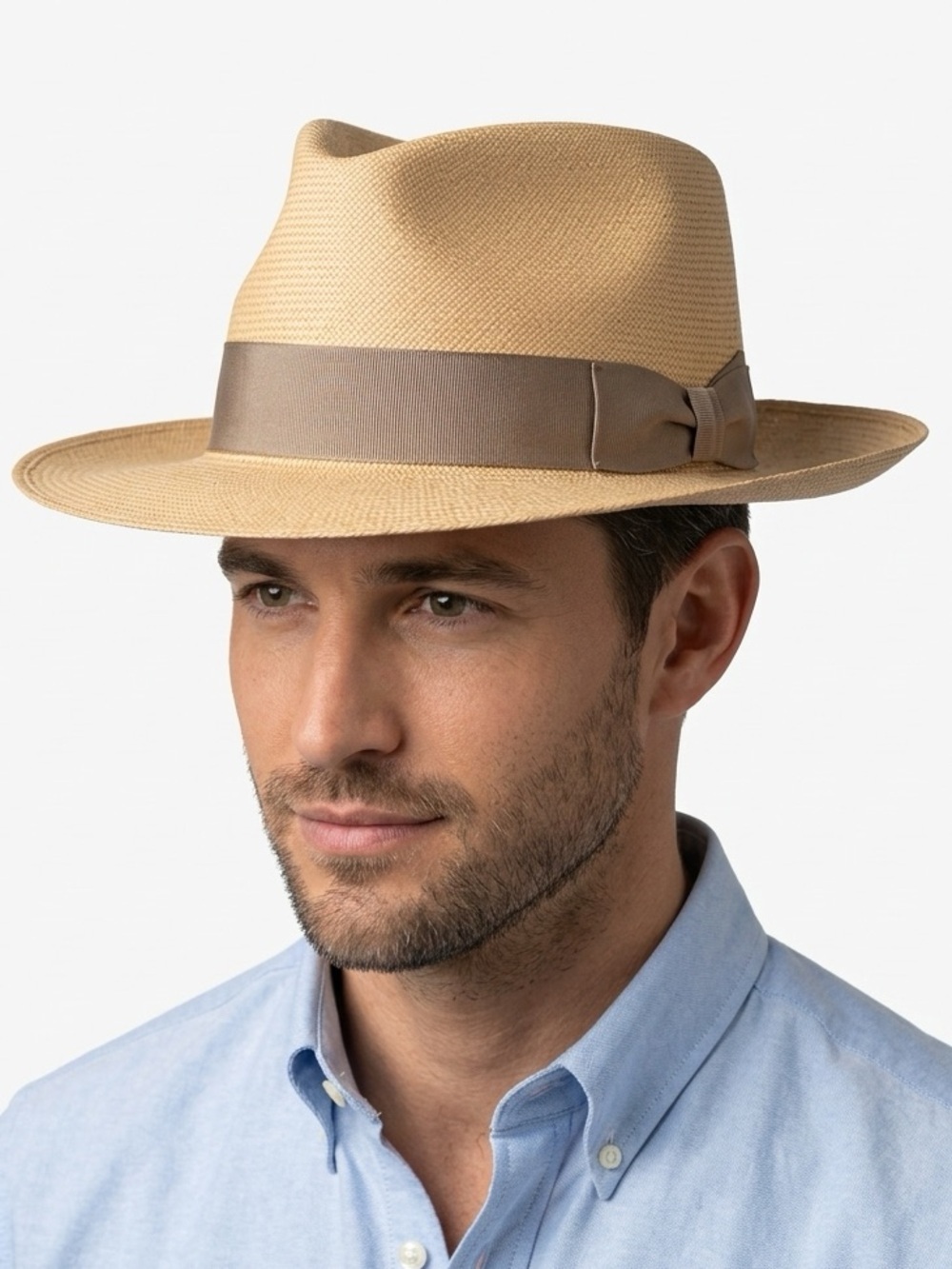 Paul's Hat Works Fedora Handwoven Straw Tan 7 3/8